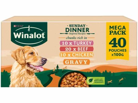 WINALOT Sunday Dinner Dog Food Pouches Mixed in Gravy 40x100g Hot on Sale