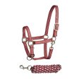 Bitz Stripe Two Tone Headcollar Lead Rope Pink Navy Pony Online now