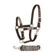 Bitz Soft Handle Two Tone Headcollar Lead Rope Brown Cream Cob Online now